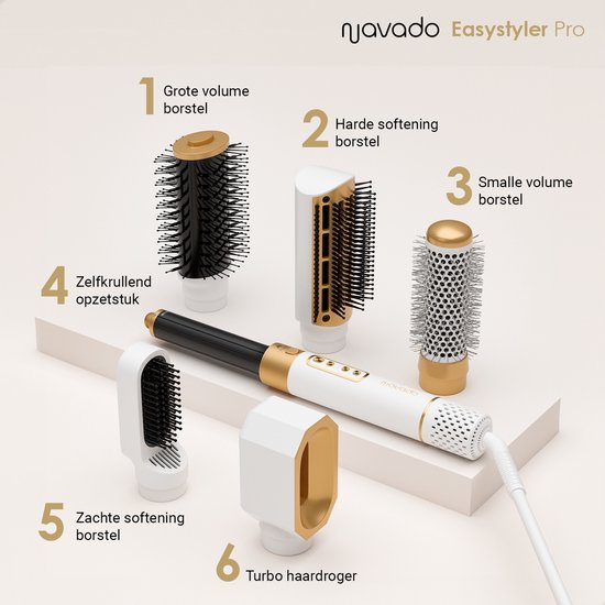 Navado Airstyler - Easystyler Pro - Föhnborstel & Krulborstel - Krultang 6 in 1 Multistyler - Hairwrap - Haarstyler voor alle haartypes