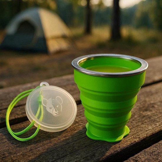 Beker - Opvouwbare beker - Drink Beker - Vakantie - Water - Siliconen - 288ML - Groen van Cherishtime — afbeelding 3