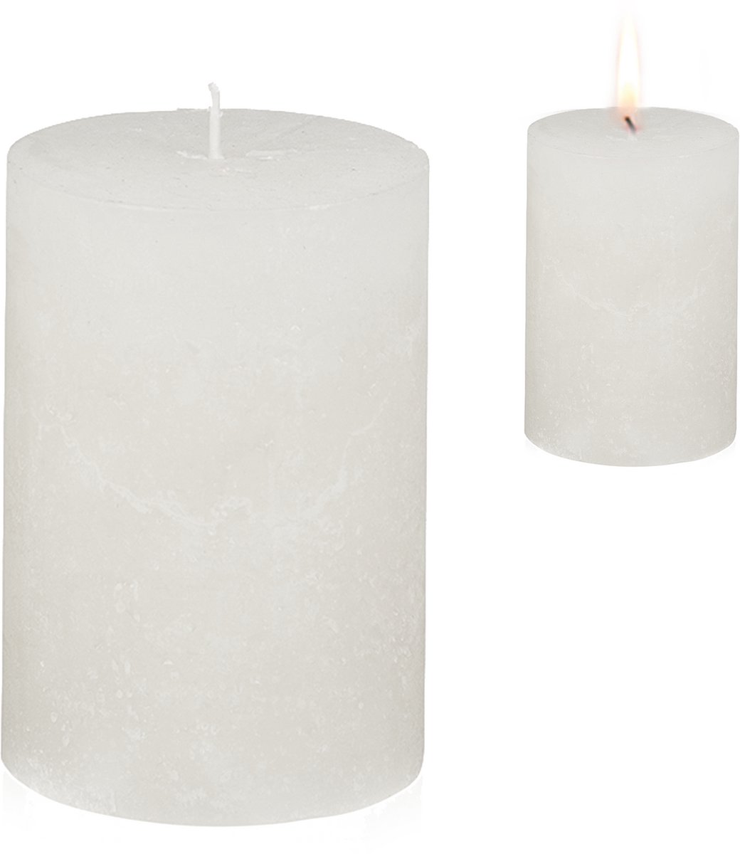 Candelo hoogwaardige kaars Kerst Ambiente rustiek – wit – stompkaars 12 cm – lange brandduur ca. 54 uur – kerstkaarsen voor adventskrans