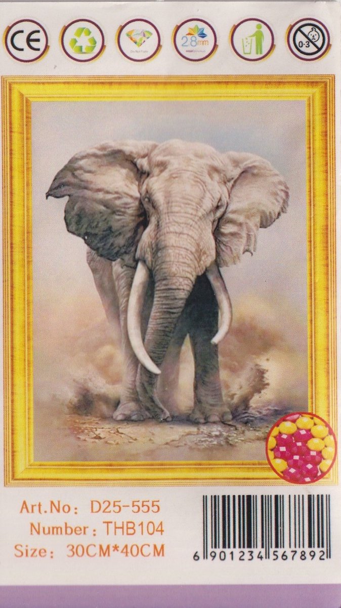 Diamond Painting Set 30x40cm Olifant - Full size ronde steentjes