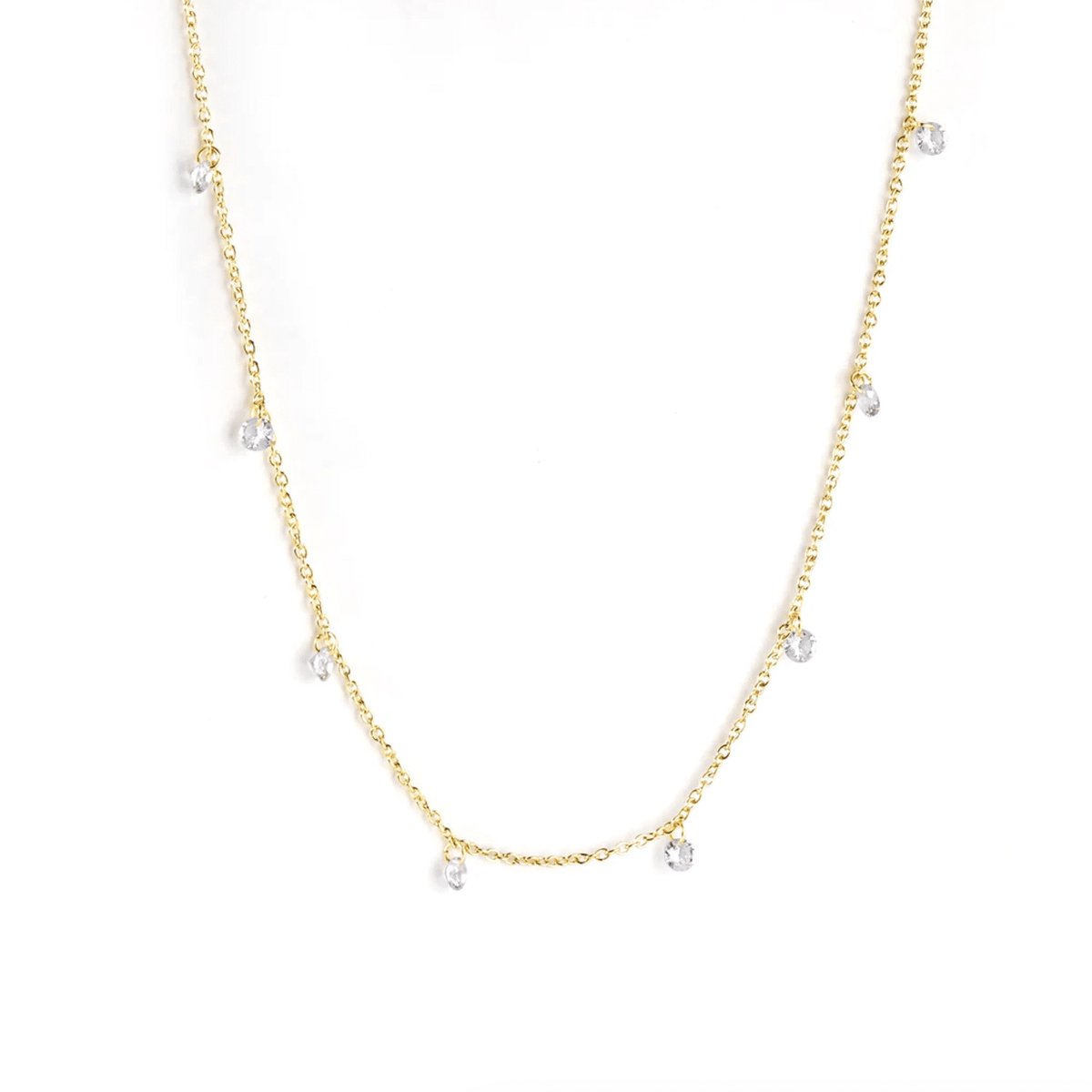 Planet Pink - Ketting diamanten bedeltjes goud - Stainless Steel - Roestvrij Staal rvs - Waterproof