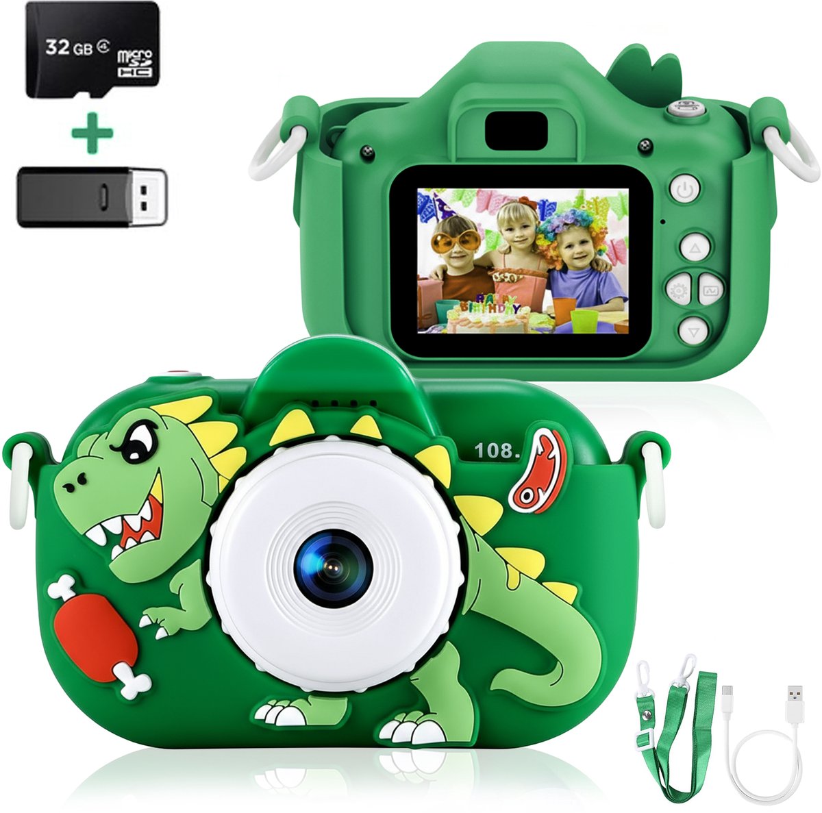 ARNSSIEN Kids Camera met Groot 2,4 Scherm & 180° Draaibare Lens
