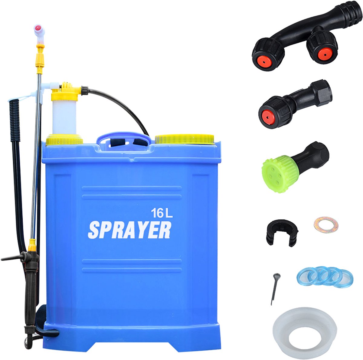Handmatige Rugspuit 16 Liter – Drukspuit voor Landbouw en Tuin – Pesticide Verstuiver – Onkruidbestrijding – Plantenspuit Groot Formaat