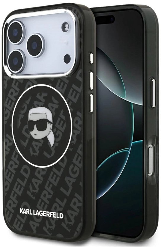 Coques de téléphone Karl Lagerfeld pour iPhone 17 Pro Max - IML Karl Head Logo - Magsafe - Noir