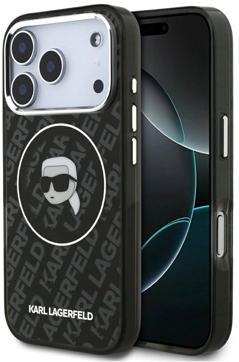 Karl Lagerfeld telefoonhoesjes voor iPhone 17 Pro Max - IML Karl Head Logo - Magsafe - Zwart