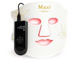 Maxi Meilleur® Pro Series led gezichtsmasker lichttherapie wit - incl. E-book en Travel bag - Voor strakke huid met minder rimpels - huidverjongingsapparaat voor gezicht - Anti-aging LED masker met rood licht therapie - Red Light therapy mask