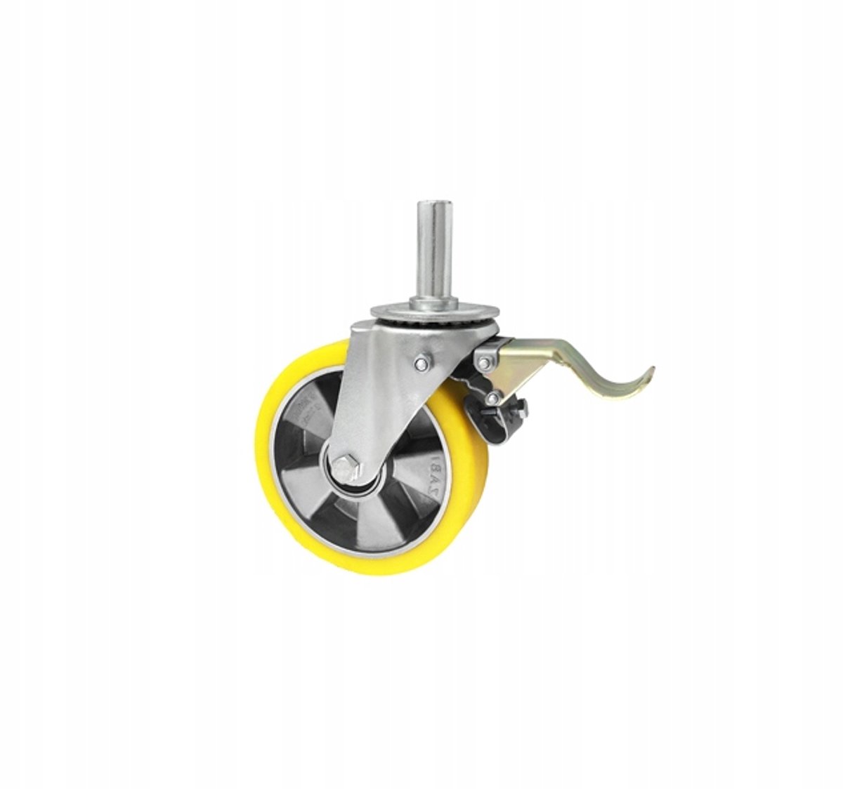 Aluminium-polyurethaan wiel met rem, Ø180mm, zwenkbaar