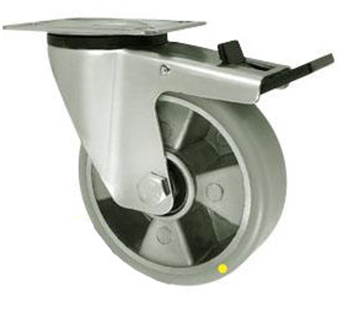 Zwenkbaar Aluminium-PU Wiel 125mm met Rem, Antistatisch