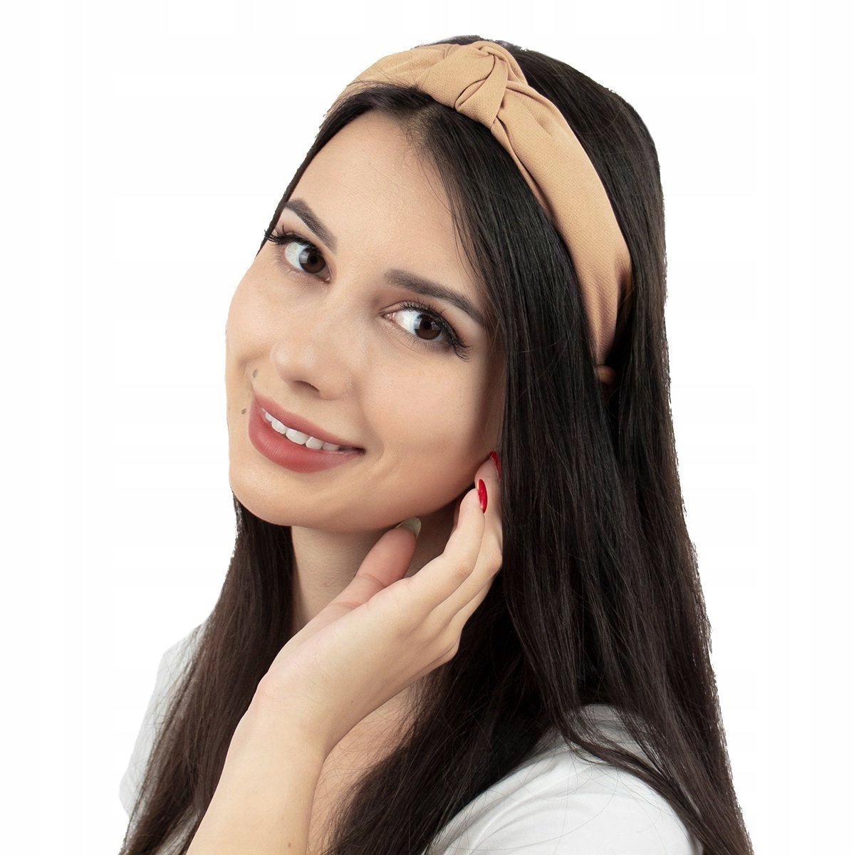 Stijlvolle Haarband Tulband met Breisel - Beige