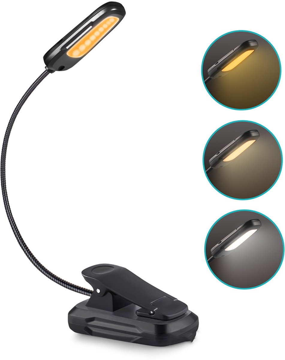 Ynkkvre -LED Leeslampje voor Boek - 9 Lichtstanden - Oplaadbaar Leeslampje voor in Bed - Leeslampje met Klem - Boeklampje - Bedlamp