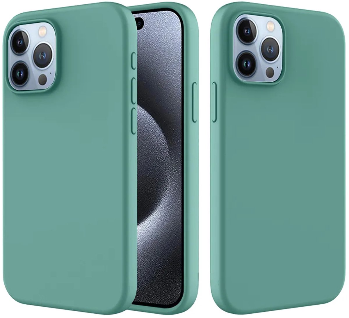 MobyDefend Hoesje - Geschikt voor iPhone 15 Pro - Matte Siliconen Backcover - Groen
