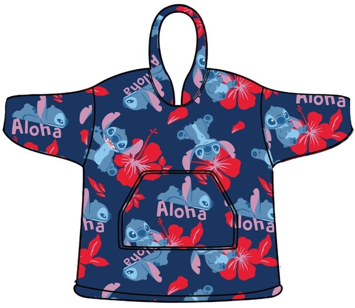 Disney Lilo & Stitch Hoodie Fleece deken Aloha - Kind - One Size (7-14 jaar) - Polyester