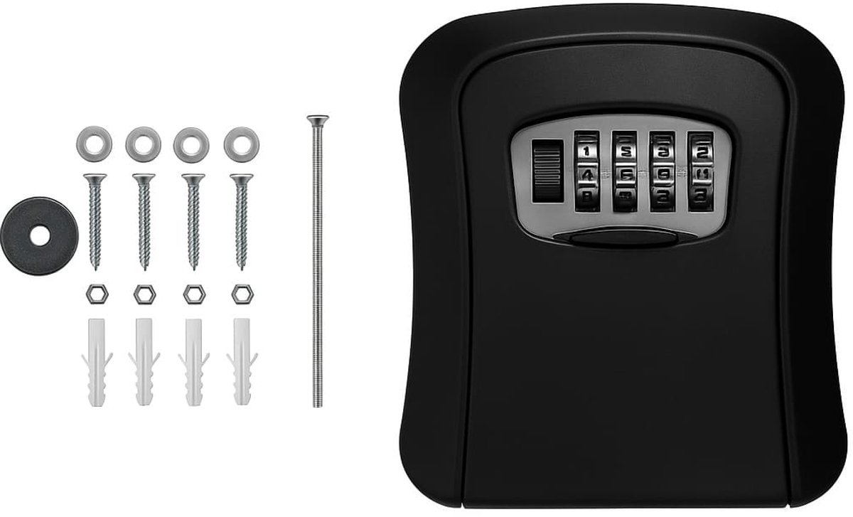 Stahlex Sleutelkluis met Cijferslot – Set van 2 stuks – Inclusief Bevestigingsmateriaal – Weerbestendig – 96×40×116 mm – Zwart