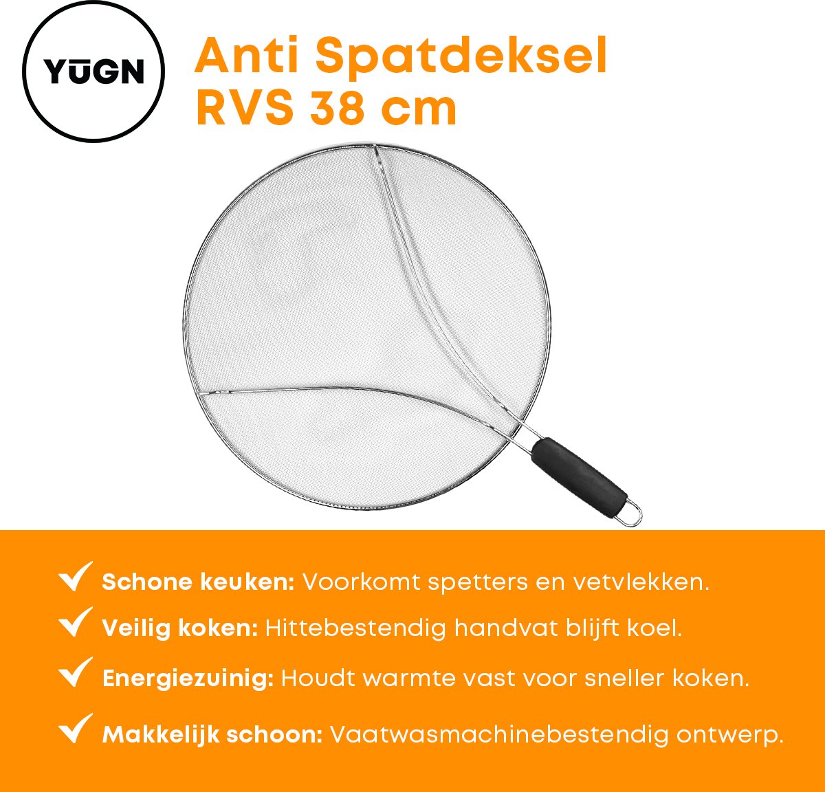 YUGN YUGN 38CM RVS Spatdeksel - afbeelding 2