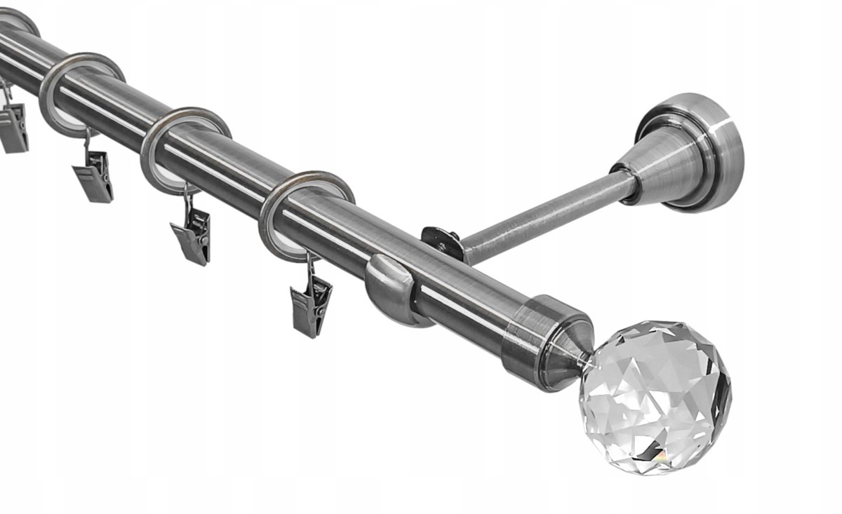 Enkele nikkel metalen gordijnroede 19 mm, 140 cm - Imperia Deco