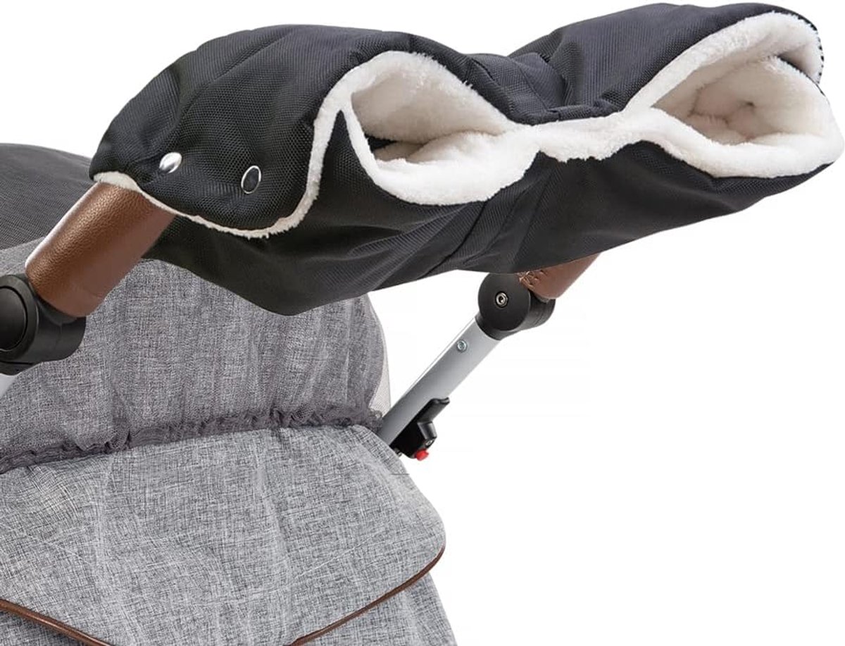 Fleece kinderwagen handschoenen - waterdicht, winddicht, vorstbestendig, verdikt en warm - Winter kinderwagen handschoenen (zwart)