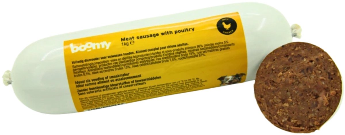Boomy Boomy - Hondenvoer - Maaltijdworst hond - Hondenworst - Vers vlees honden - Gevogelte - 5 x 1kg