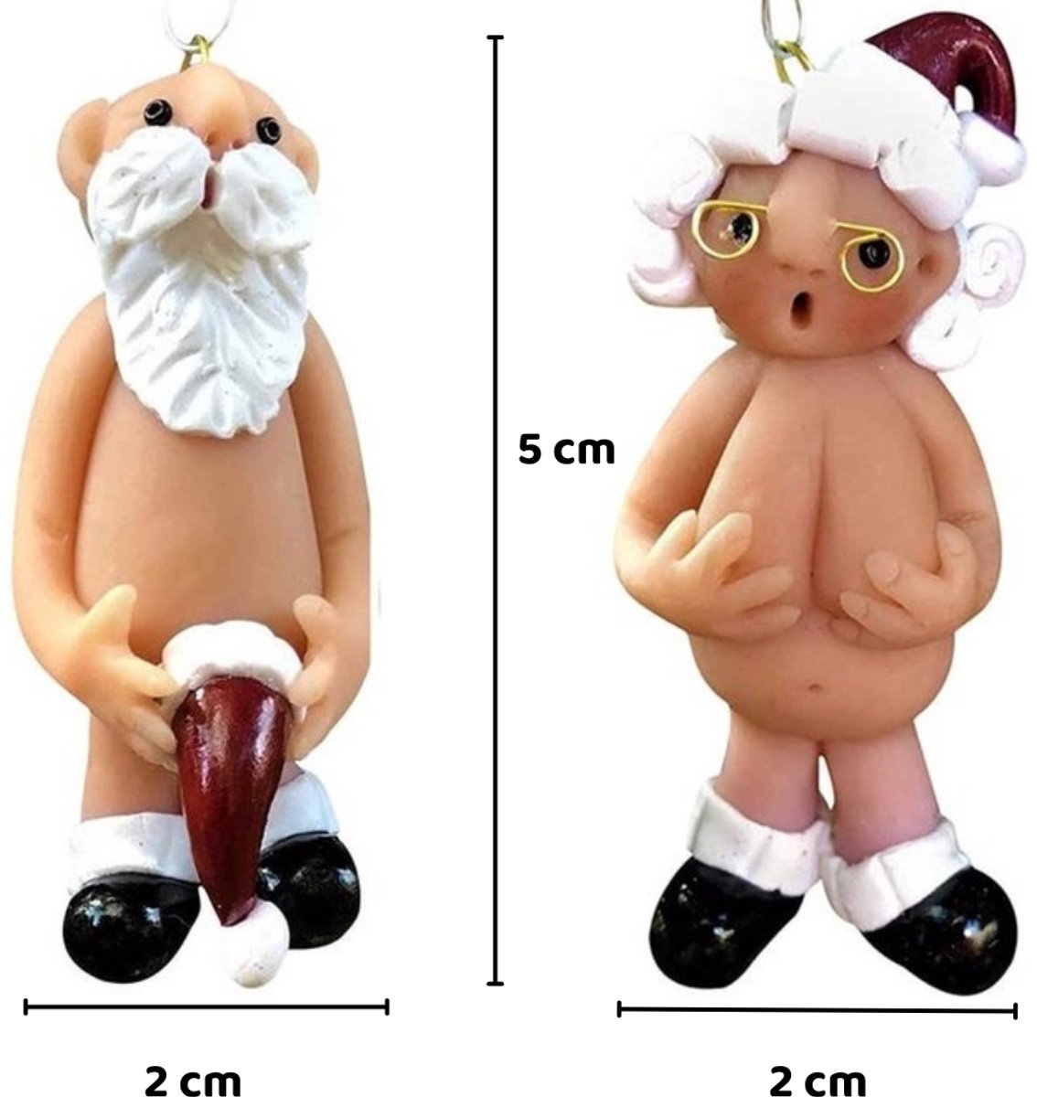 Kerstversiering | Opa oma | Blote kerstman en Blote kerstvrouw | klein kerstornament | kerstboomversiering | Kerstbal | Kerstballen | 5cm – foto 7