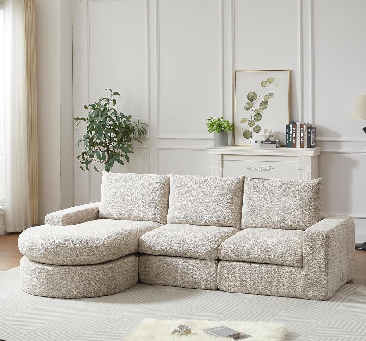Luxe Chenille Hoekbank met Slaapfunctie, Modulair Combinatiesofa, L-vorm 251x160x81 cm, Premium Gecomprimeerd Schuim, Magnetische Nackenkissen, Zonder Montage