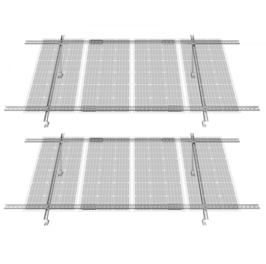 Zonnepaneel Montagebeugels - Set van 2 - Verstelbaar 30°-60° - Voor 4-8 Zonnepanelen - Draagvermogen tot 150 kg - Modulair Ontwerp - Geschikt voor Balkon, Camper, Boot
