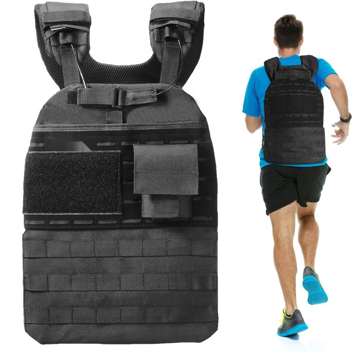 Gewichtsvest - Verstelbaar 18,1 kg - Unisex - Voor Kracht- & Uithoudingstraining - Hardlopen, Joggen & Fitness - Afvallen - Zwart