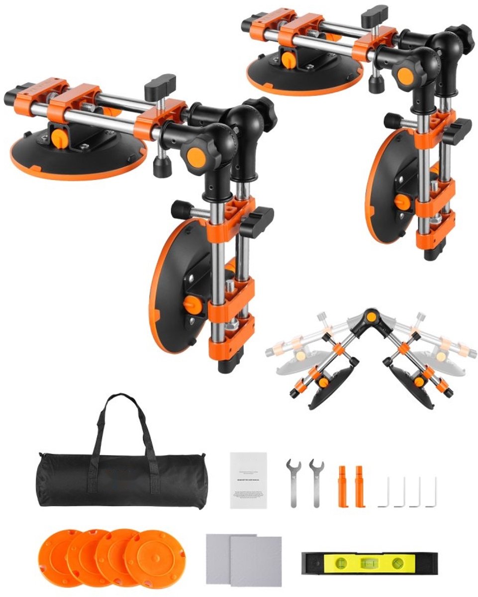 Naadzetter - Naadverbinder Set - Set van 2 - Vacuümzuignappen 152 mm - Verstelbaar 90°-120° - Voor Graniet, Marmer en Tegels - Egaliseert en Verbindt Voegen
