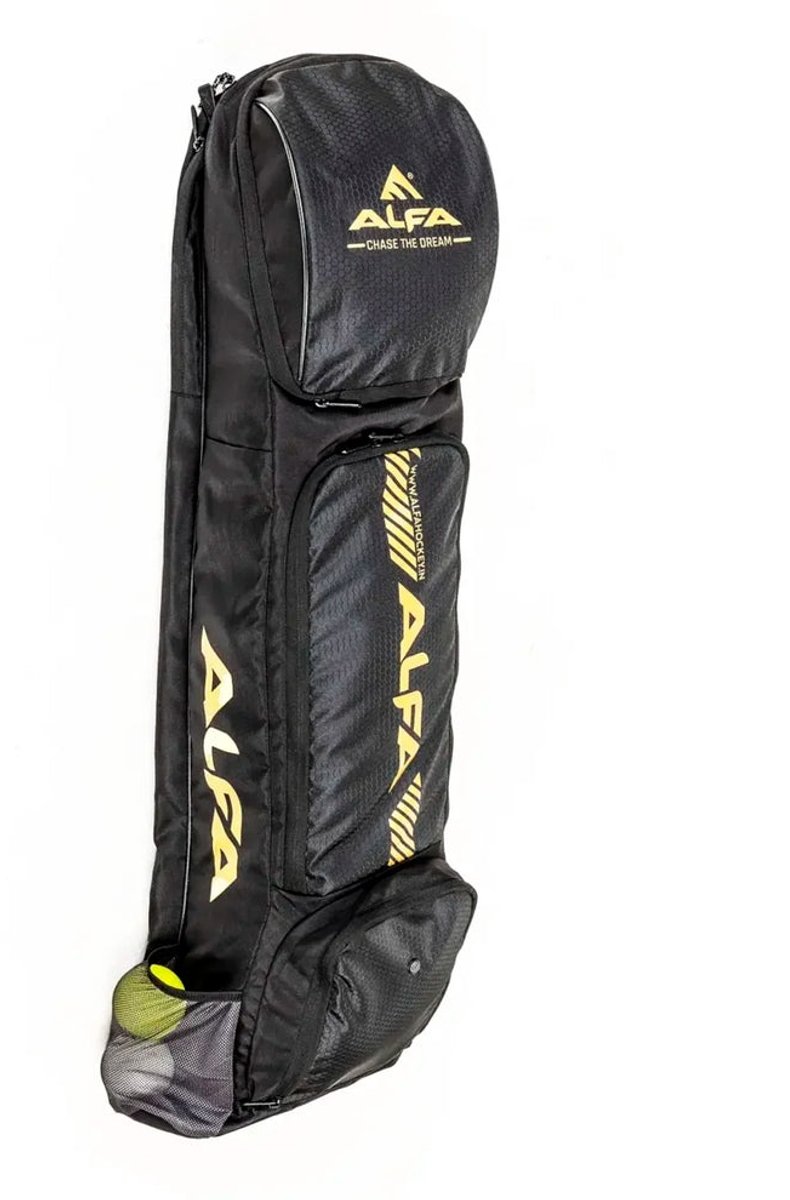 ALFA Pro 93 Hockey Kit Bag | Kleur: Zwart | Formaat: Groot | Georganiseerd Opbergen | Comfortabel Dragen | Duurzaam Polyester | Waterafstotend | Handig Opbergen van Accessoires | Unisex Ontwerp.