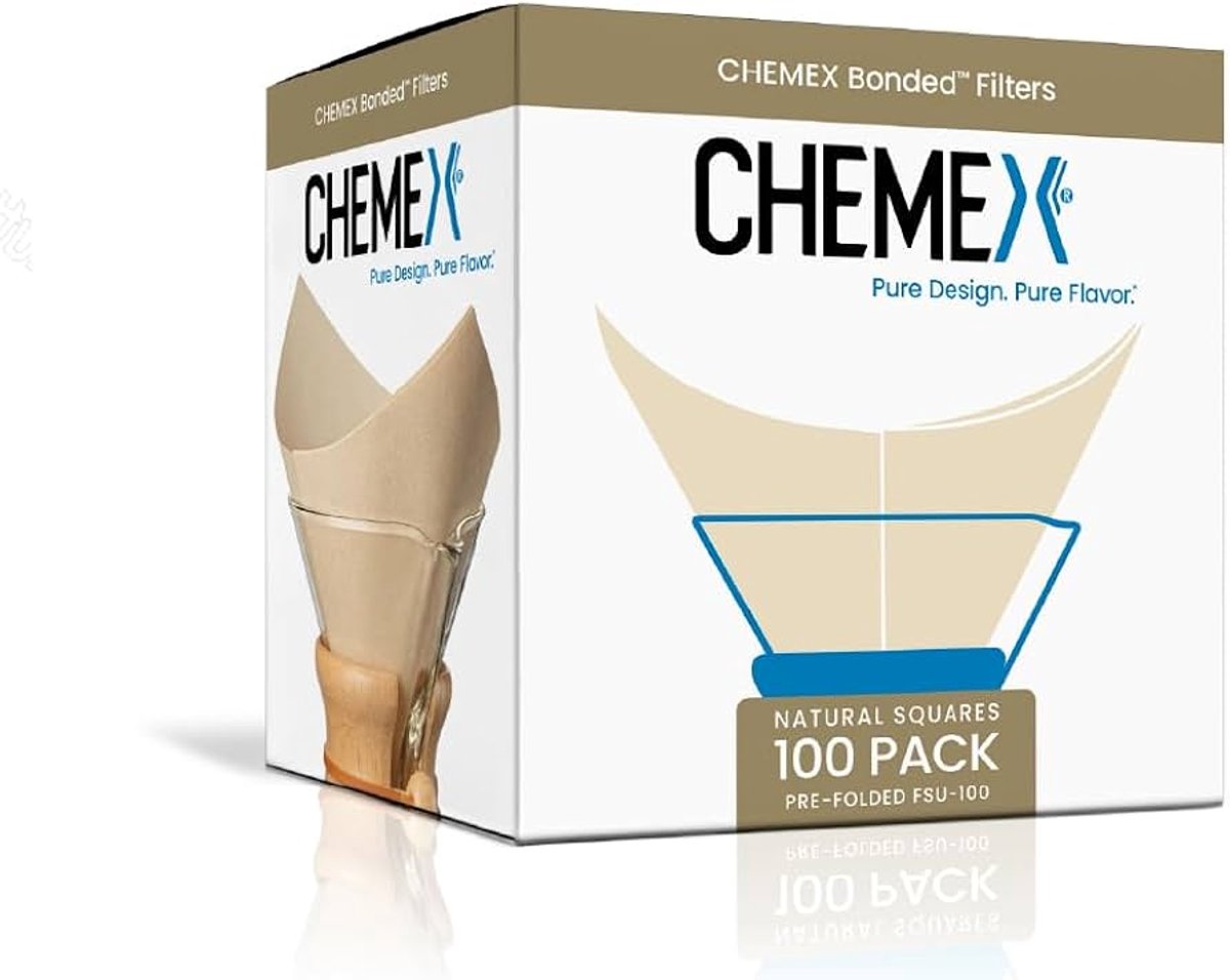 Chemex Filters Natural (Bruin) Vierkant/Square (geschikt voor 6-8 cups) - 100 stuks