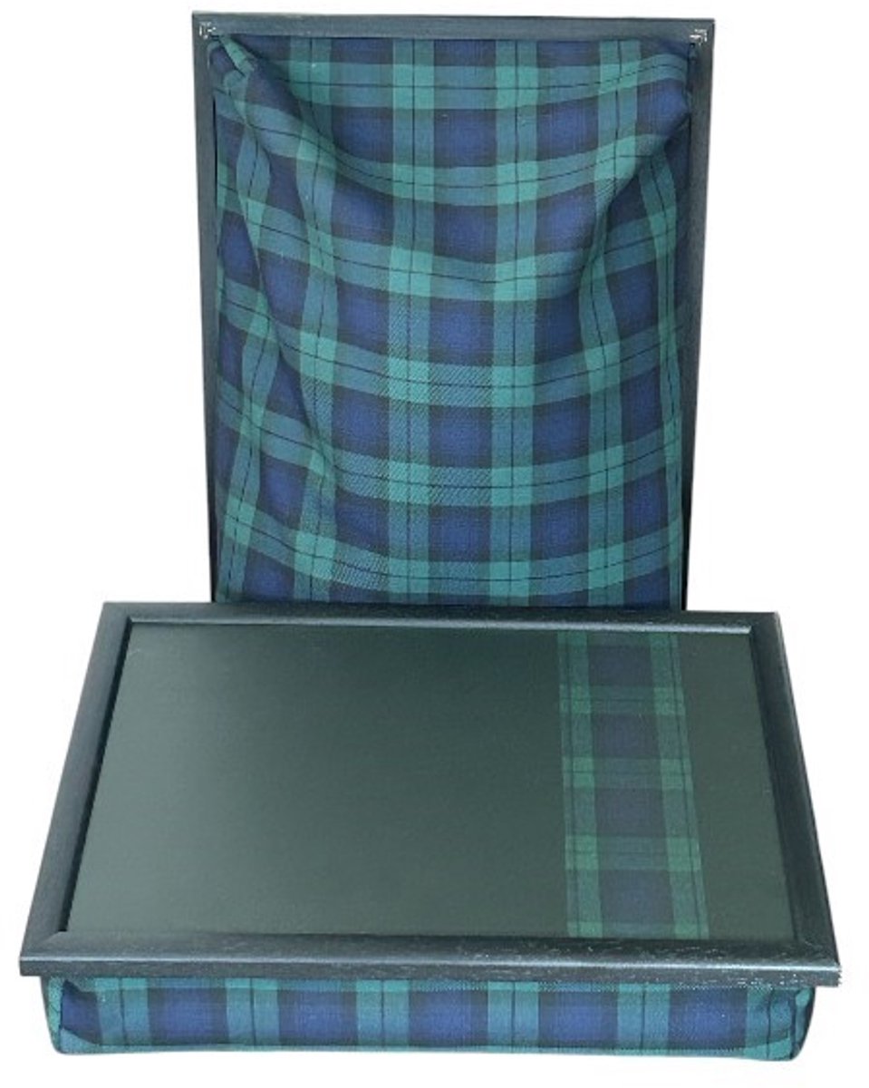 Andrews - Laptray - Schoottafel - Schootkussen - Laptoptafel - Dienblad met kussen - Blackwatch Schotse Ruit - Streep - 40,5x30,5x9 cm