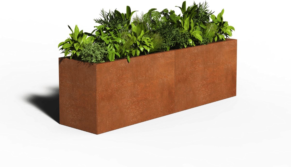Cortenstaal Plantenbak Rechthoek | 200 x 50 x 50 | Zonder bodem