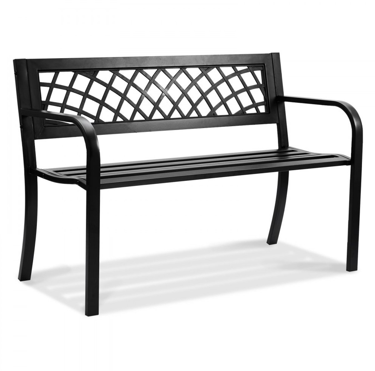 Tuinbank - Parkbank - 3-Zits - Metaal - Lengte 116,3 cm - Draagvermogen 218 kg - Met rugleuning en armleuningen - Vintage design