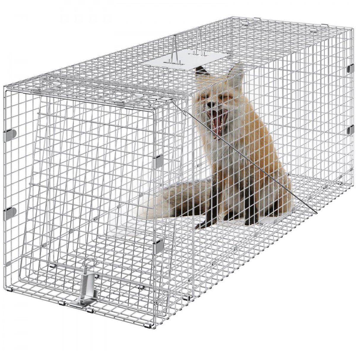 Levende Dierenval - Vangkooi - 127 x 50 x 66 cm - Gegalvaniseerd Staal - Opvouwbaar - Met Handvat - Humane Vangmethode - Voor Katten, Zwerfhonden, Vossen