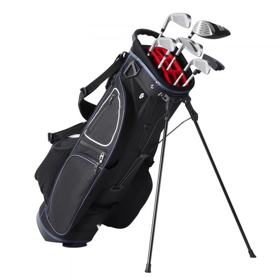 Golf Cartbag - Golftas - 14-Vaks Topverdeler - 11 Zakken - Met Standaard - Stofkap - Afneembare Dubbele Draagriem - Hoogte 89 cm - Zwart/Wit — afbeelding 2
