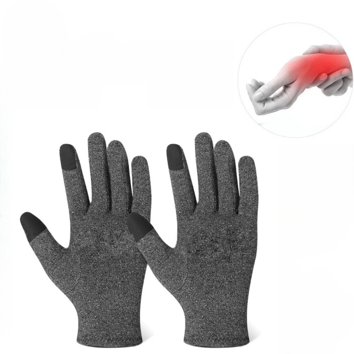 1 Paar Thermische winterhandschoenen - Artritis Handschoenen - Met touchscreen - Winddichte warme handschoenen - Voor artritis, reuma, koude handen en pijnverlichting - Grijs - LOUZIR
