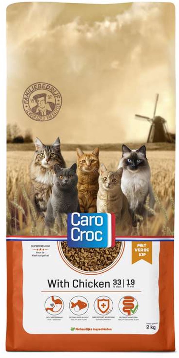 CaroCroc With Chicken 2x7kg [33/19] met catessystick 5 gram