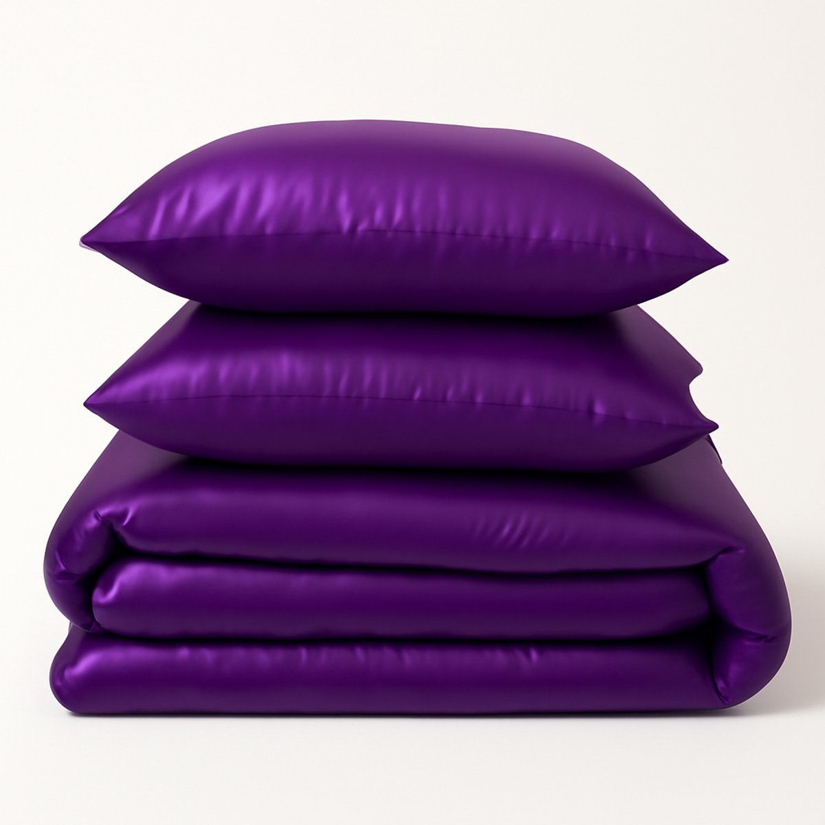 Satijnzacht Dekbedovertrek 200x220 cm – Paars Luxe Glans – Microvezel Polyester – Tweepersoons – 2x 60x70 cm Kussenslopen – Kreukvrij & Strijkvrij Hotelkwaliteit