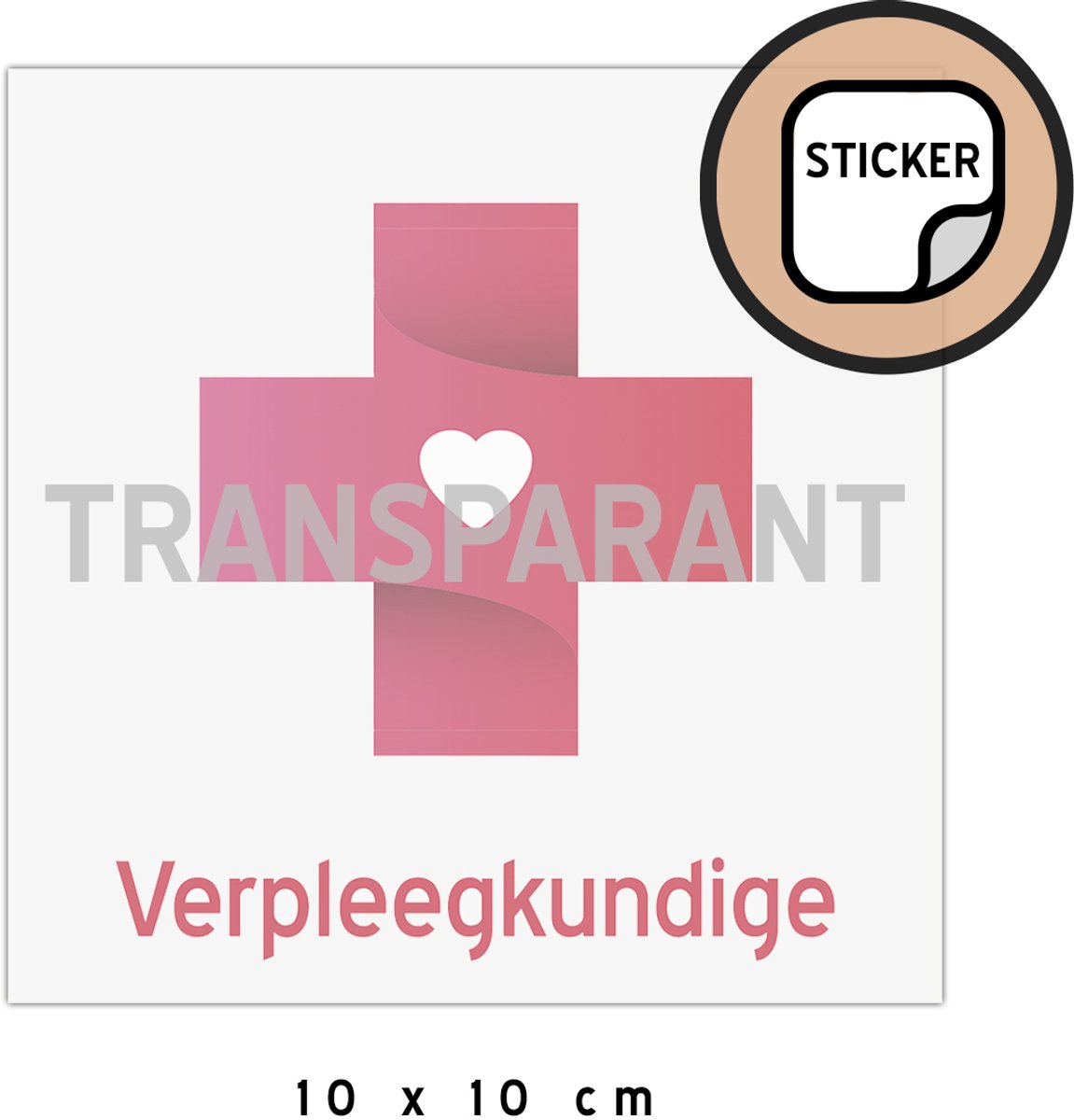 Pictogram/ autosticker (transparant) (2x) | "Verpleegkundige" | 10 x 10 cm | Verpleging | In dienst | Medische hulp | Doorzichtige sticker | Auto | Eerste hulp | 2 stuks