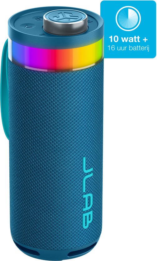 JLab Go Bluetooth Speaker Draadloos Draagbaar 10W Bass Boost IPX6 Waterdicht RGB Licht 16U Batterij