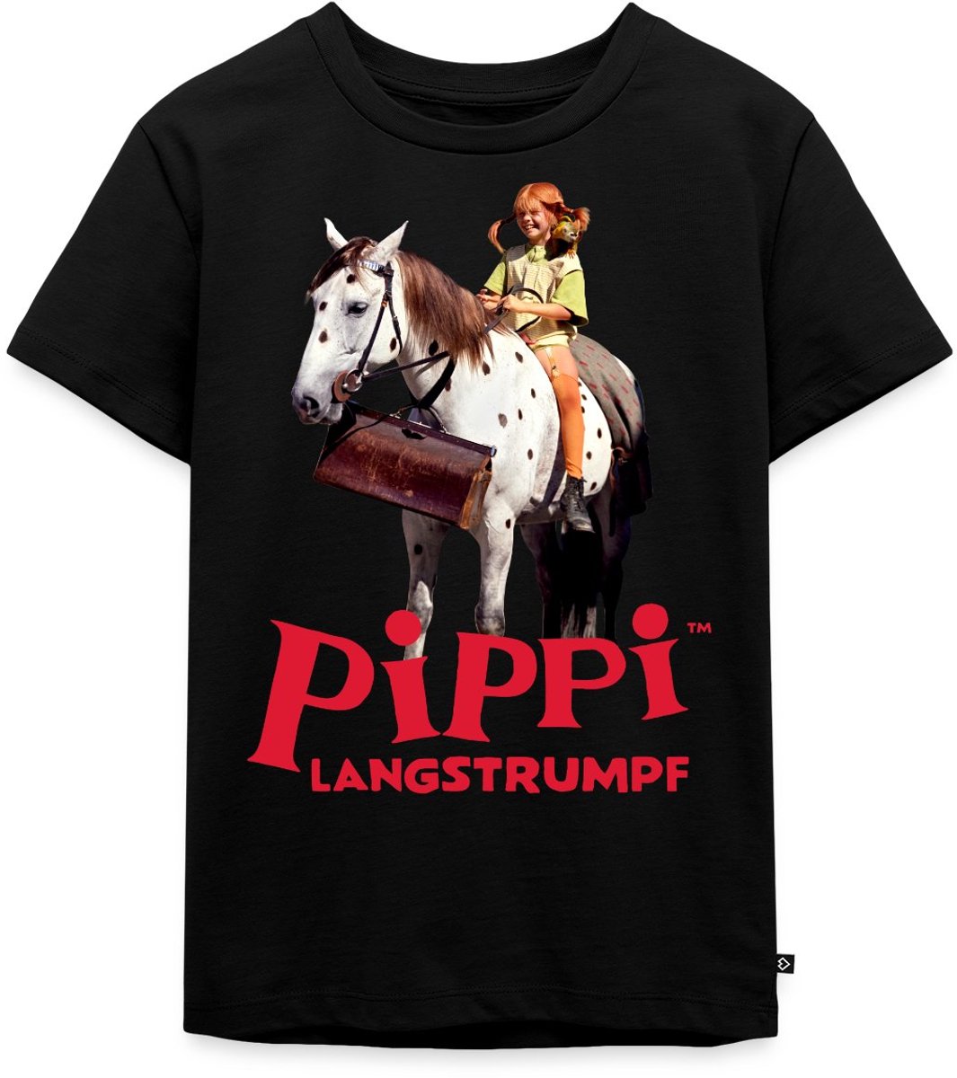 Pippi Langkous Pippi Rijdt Op Kleine Witte Premium T Shirt Kinderen
