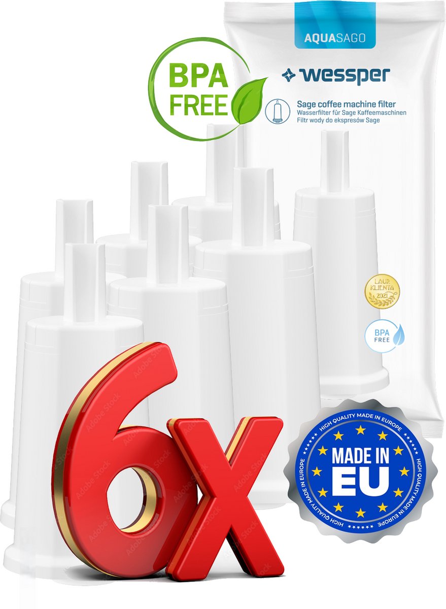 Waterfilterpatroon Sage Claro BES008 - SES008 - SES920 - SES980 - SES990 waterfilter en Solis Type 1011, 115, 117 and 118 - 6 stuks