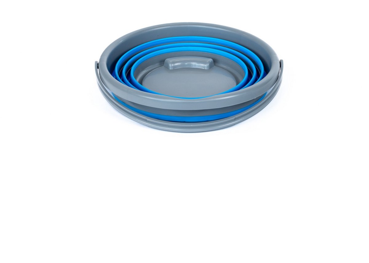 EveBase® Opvouwbare Emmer 10L - Schoonmaakemmer - Voor Kamperen, Vissen, Wandelen, Schoonmaken en Tuineren - Ruimtebesparend - Grijs/Blauw