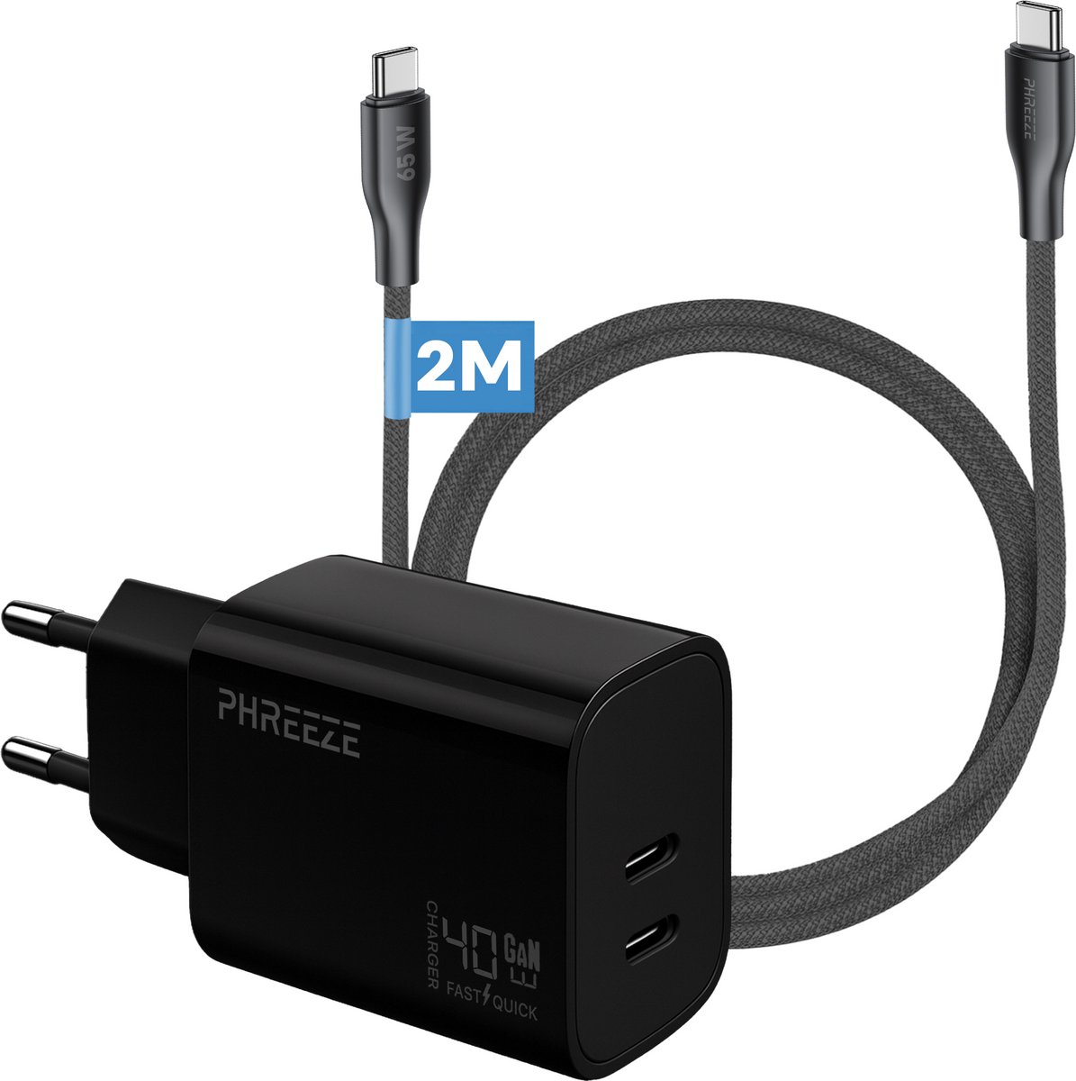Oplaadstekker usb C - Usb C naar usb C kabel - Oplaadkabel - Oplader voor telefoon, tablet, usb C laptop - Snellader - 2 meter