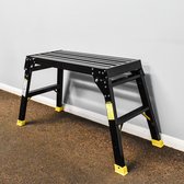 Trade Master Pro® Aluminium Werkplatform – 150 kg – Inklapbare Opstap – 2 Treden – Opvouwbaar Krukje – Werkplatform – Binnen/Buiten Gebruik – Rolsteigerladder
