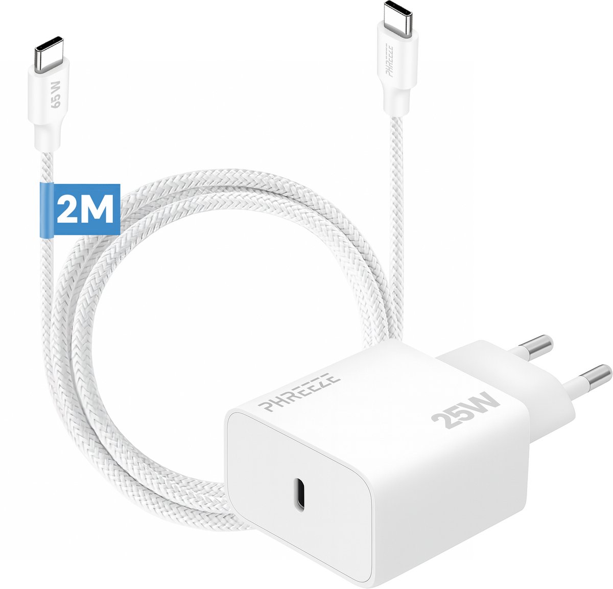 Usb C adapter 25w met usb C naar usb C kabel 2m - Snellader - Super fast charger