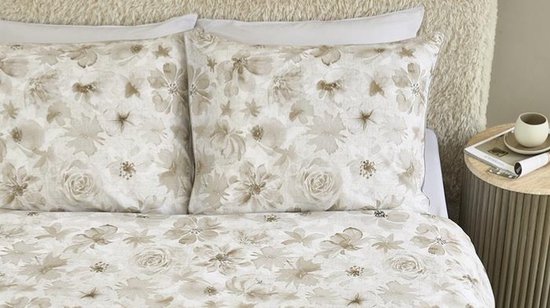 Riviera Maison Flowing Flowers dekbedovertrek - Eenpersoons - 140x200/220 - Zand van Merkloos — afbeelding 4