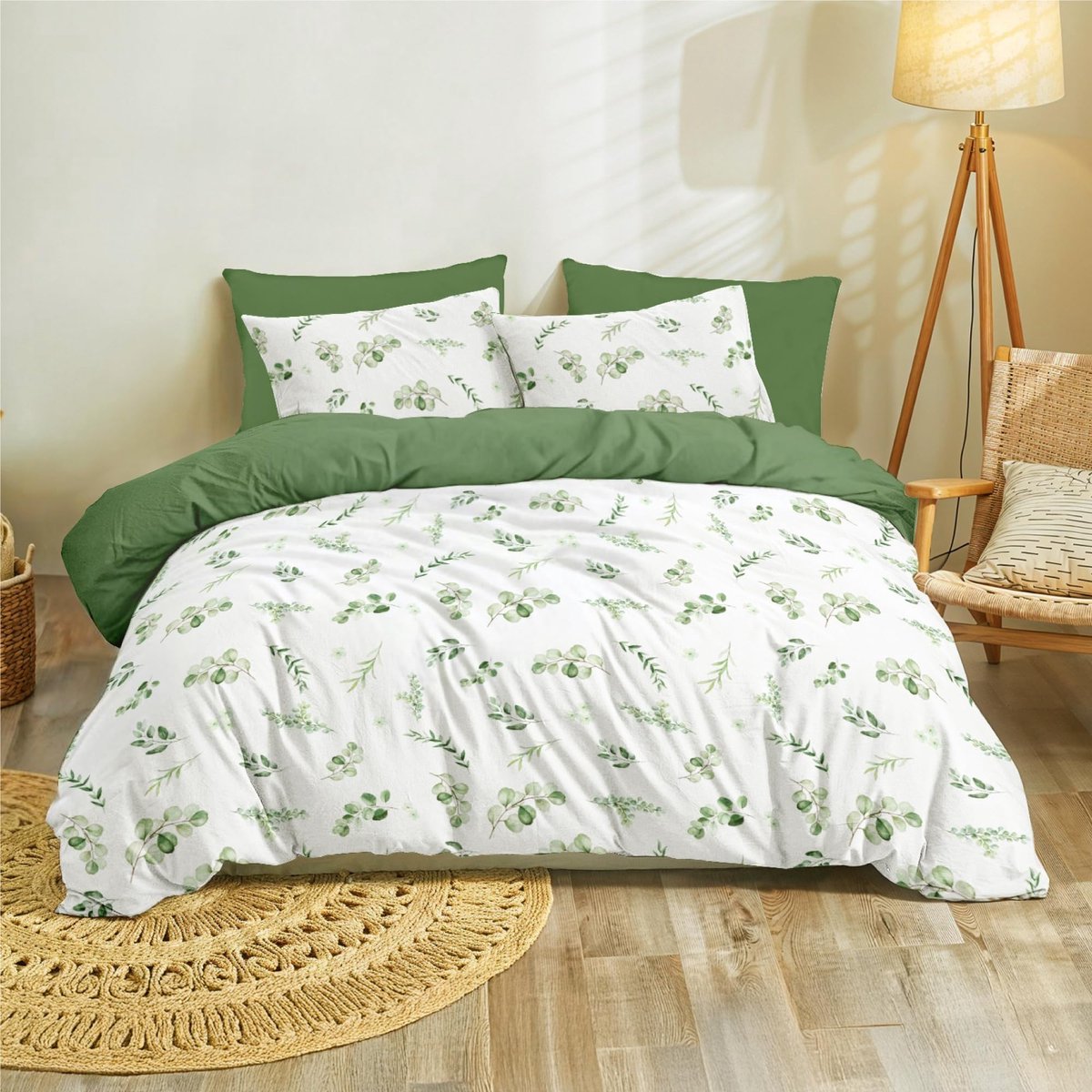 Unyqoos Luxe beddengoedset met botanisch motief en zachte microvezel voor comfort Groen wit