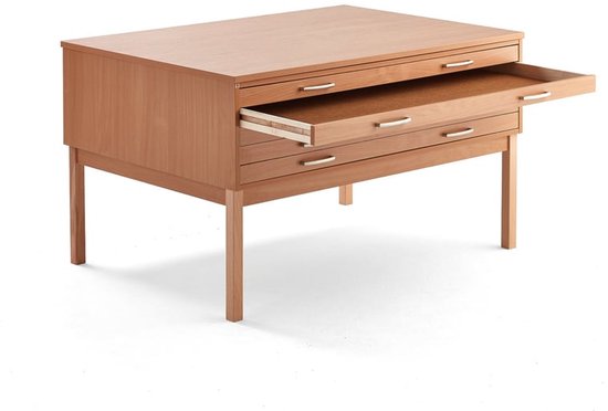 Caisson à dessin complet SKETCH, 5 tiroirs, A0, stratifié de hêtre