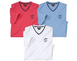 ATLAS FOR MEN - Set van 3 T-shirts met V-hals - Heren - Verkrijgbaar in grote maten - XL