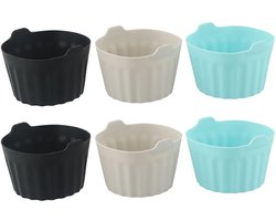 Bakvormen - 6 Stuks - Ovenschaal - Airfryer Accessoires - Siliconen - Bakje - Non-Stick - 8*8*5cm - Zwart + Grijs + Blauw