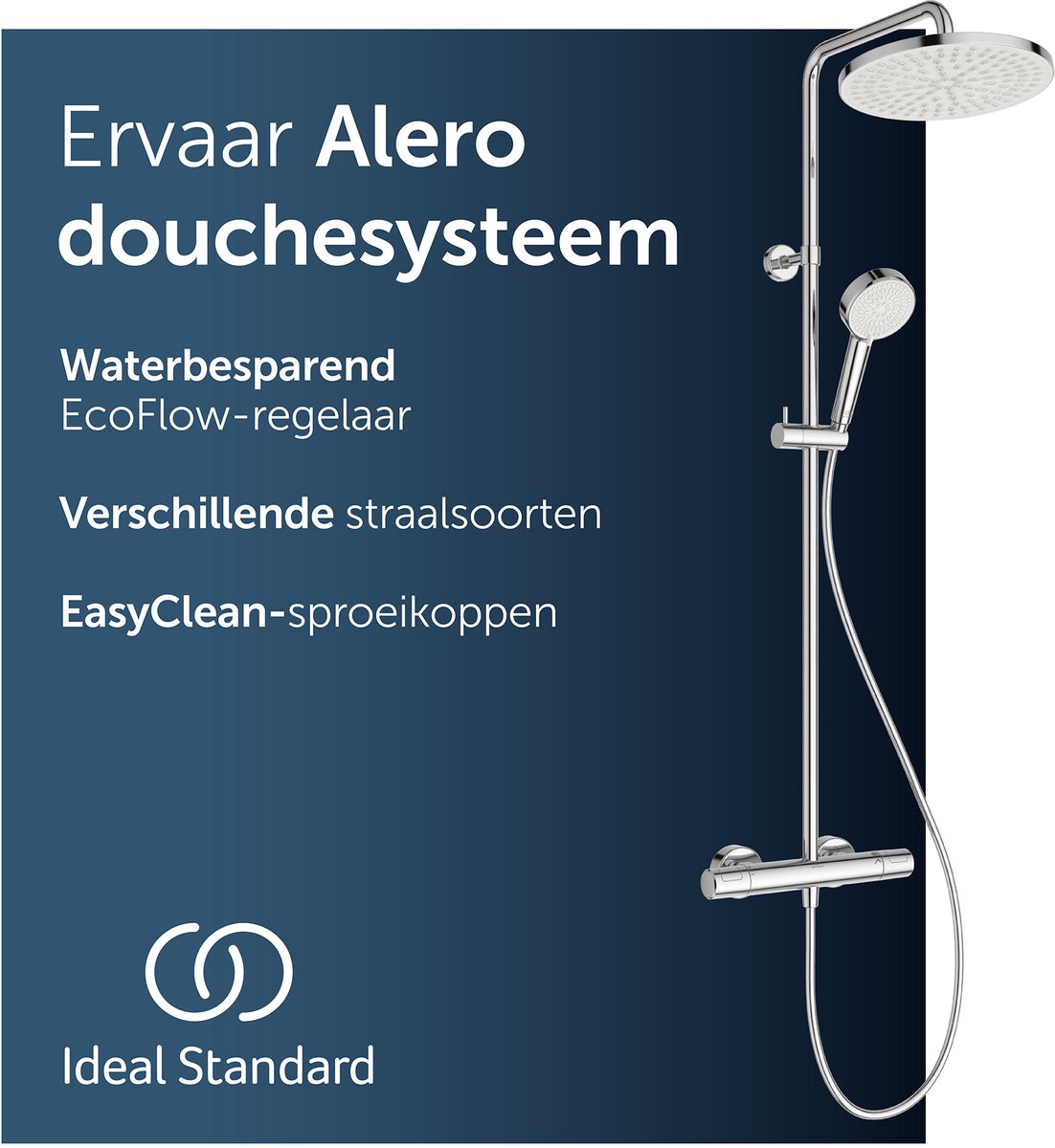 Ideal Standard Alero douchesysteem, handdouche met twee straalsoorten – Chroom